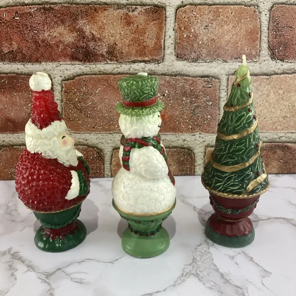 Christmas Topiary Candle Trio by The White Barn Candle Co. Santa Snowman Holiday